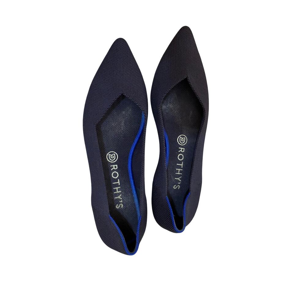 Rothy's The Point Women Maritime Navy Blue Luxury Flats 9.5 Minimalist Washable